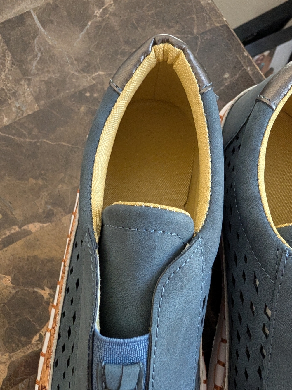 Women’s Suede Blue Tassel Slip-On Loafers with Cork Trim - Picture 5 of 8